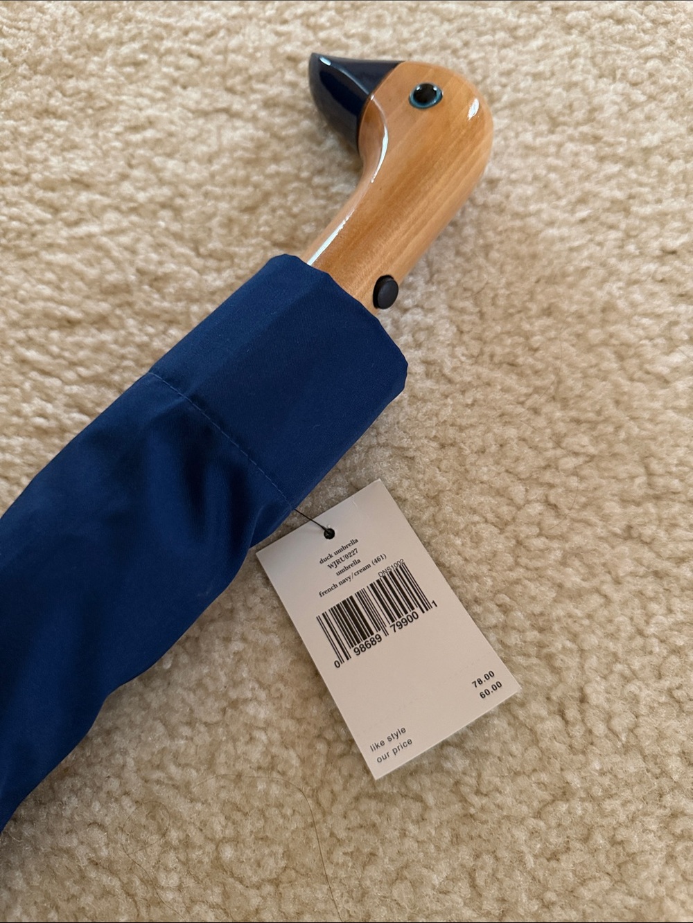 kate spade Navy and White Polka Dot Umbrella NWT - Picture 4 of 4